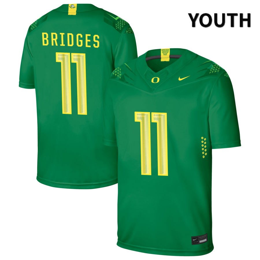 Oregon Ducks Youth #11 Trikweze Bridges Football College Authentic Green NIL 2022 Nike Jersey RVF73O5O